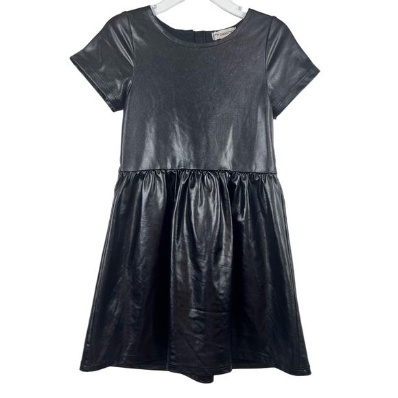 Appaman Girls 4T Black Faux Leather Sparkle Dress Short Sleeve Party Whimsigoth - Picture 1 of 11